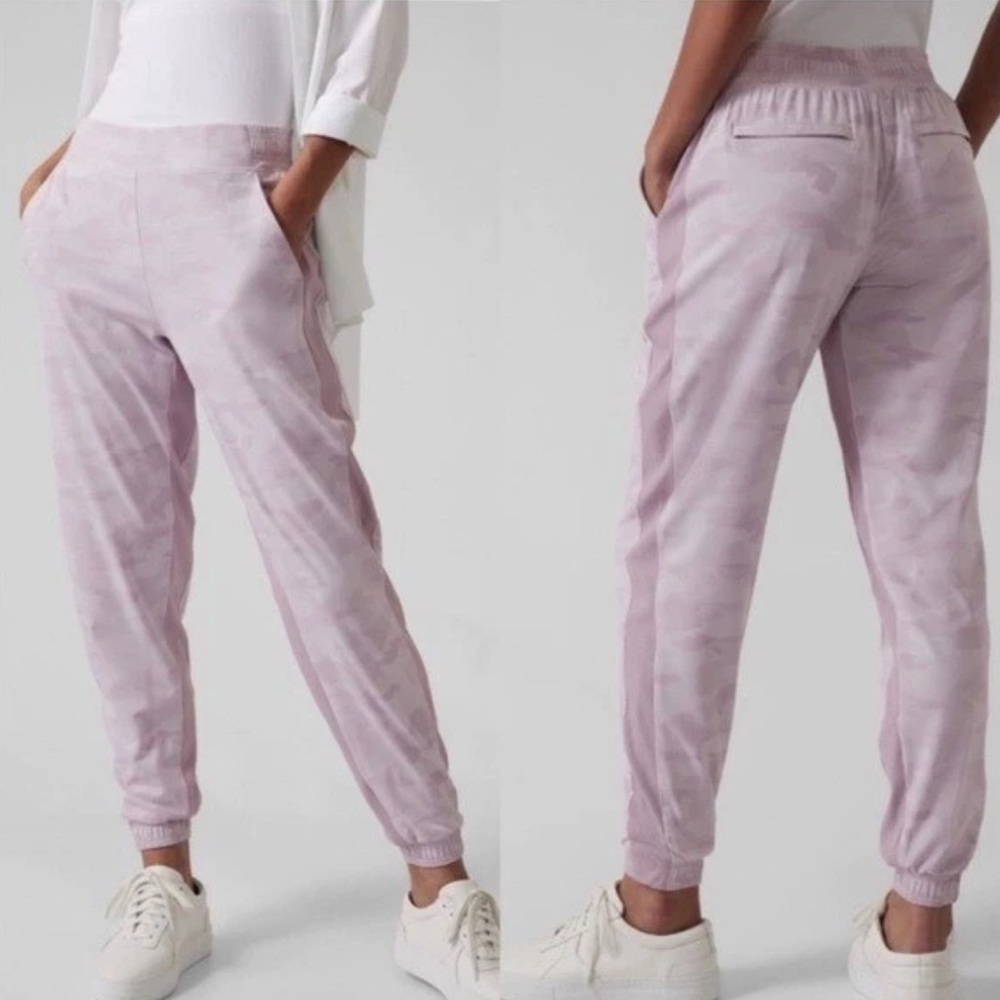 Athleta Brooklyn Lined Purple Lavender Camo Jogger Pants Size 0